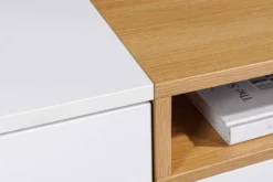 Hängendes TV-Board LOFT 160cm weiß natur drei Fächer mit Schublade