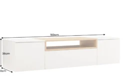 Hängendes TV-Board LOFT 160cm weiß natur drei Fächer mit Schublade
