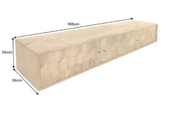 Hängendes TV-Board MYSTIC LIVING 160cm Akazie natur 3D Oberfläche Massivholz