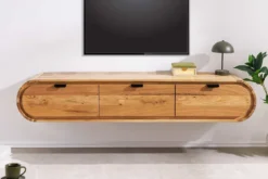 Hängendes TV-Board ORGANIC 160cm natur Akazienholz massiv handmade mit Schubladen