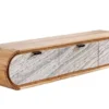 Hängendes TV-Board ORGANIC 160cm natur Akazie schwarz weiß Steinfurnier Schubladen