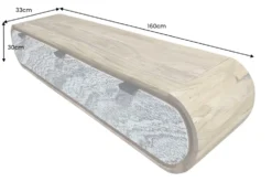 Hängendes TV-Board ORGANIC 160cm natur Akazie schwarz weiß Steinfurnier Schubladen