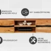 Hängendes TV-Lowboard AMAZONAS 160cm natur Akazie Massivholz Baumkante Metall schwarz