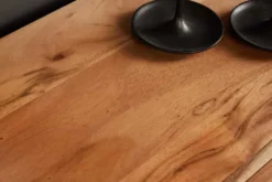 Hängendes TV-Lowboard AMAZONAS 160cm natur Akazie Massivholz Baumkante Metall schwarz