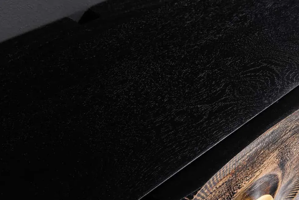Hängendes TV-Lowboard GOLDEN SUNSET 160cm Mangoholz schwarz mit 3D Schnitzereien gold handmade