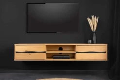 Hängendes TV-Lowboard LIVING EDGE 160cm natur schwarz Wildeiche geölt Baumkante