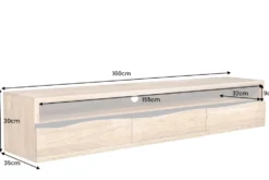 Hängendes TV-Lowboard MAMMUT 160cm braun Akazie honey finish Massivholz Baumkante