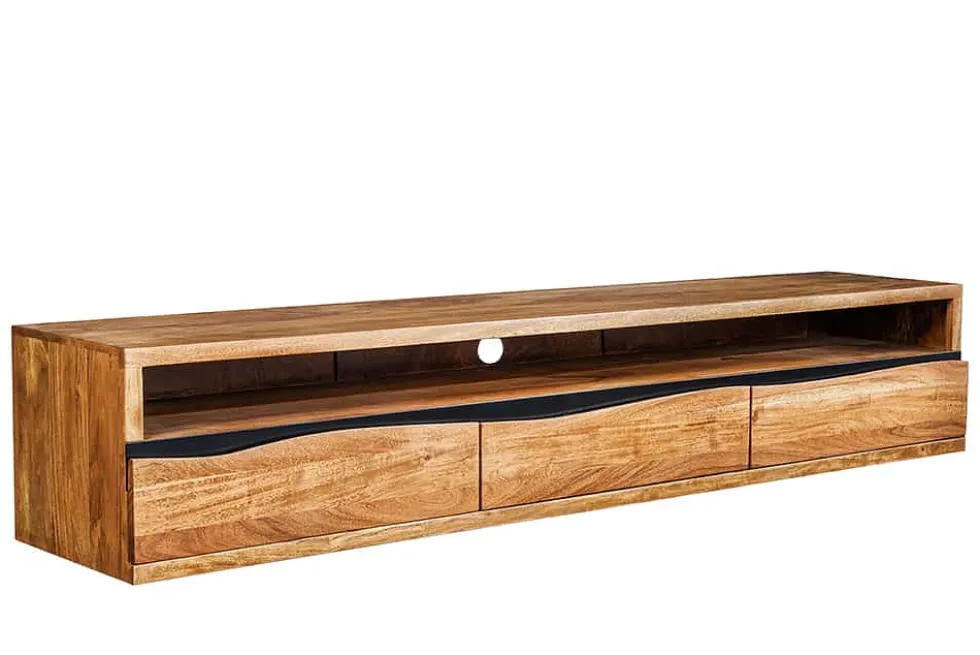 Hängendes TV-Lowboard MAMMUT 160cm braun Akazie honey finish Massivholz Baumkante