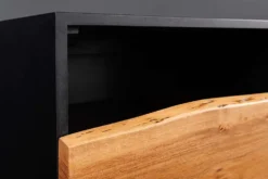 Hängendes TV-Lowboard ORGANIC ARTWORK 140cm anthrazit Akazie Massivholz Baumkante