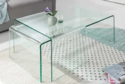 Hochwertiges 2er Set Glas Couchtisch FANTOME 100cm transparent