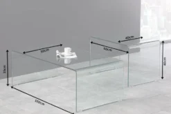 Hochwertiges 2er Set Glas Couchtisch FANTOME 100cm transparent