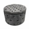 Hocker MODERN BAROCK 60cm grau Bouclé mit Stauraum