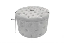 Hocker MODERN BAROCK 60cm grau Bouclé mit Stauraum