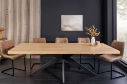Imposanter Esstisch ZEUS 240cm natur Eichen-Design mit Sterngestell Metall