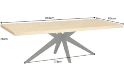 Imposanter Esstisch ZEUS 240cm natur Eichen-Design mit Sterngestell Metall