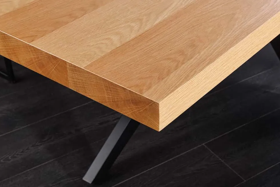 Imposanter Esstisch ZEUS 240cm natur Eichen-Design mit Sterngestell Metall