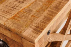 Industrial Barschrank BODEGA 86cm Mangoholz Servierwagen mit Weinregal
