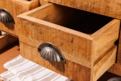 Industrial Barschrank BODEGA 86cm Mangoholz Servierwagen mit Weinregal