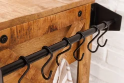 Industrial Barschrank BODEGA 86cm Mangoholz Servierwagen mit Weinregal und Aufhängung