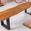 Industrial Baumstamm Sitzbank GENESIS 180cm Akazie Massivholz Metallgestell Live Edge