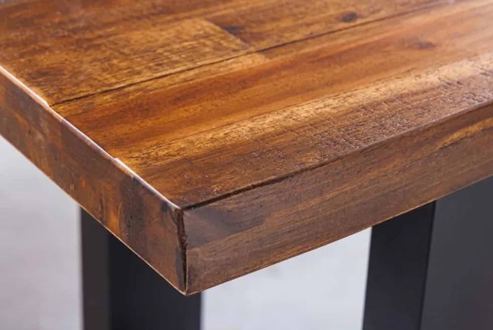 Industrial Baumstamm Sitzbank GENESIS 180cm Akazie Massivholz Metallgestell Live Edge