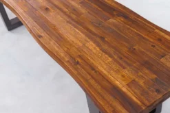 Industrial Baumstamm Sitzbank GENESIS 180cm Akazie Massivholz Metallgestell Live Edge