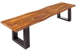 Industrial Baumstamm Sitzbank GENESIS 180cm Akazie Massivholz Metallgestell Live Edge
