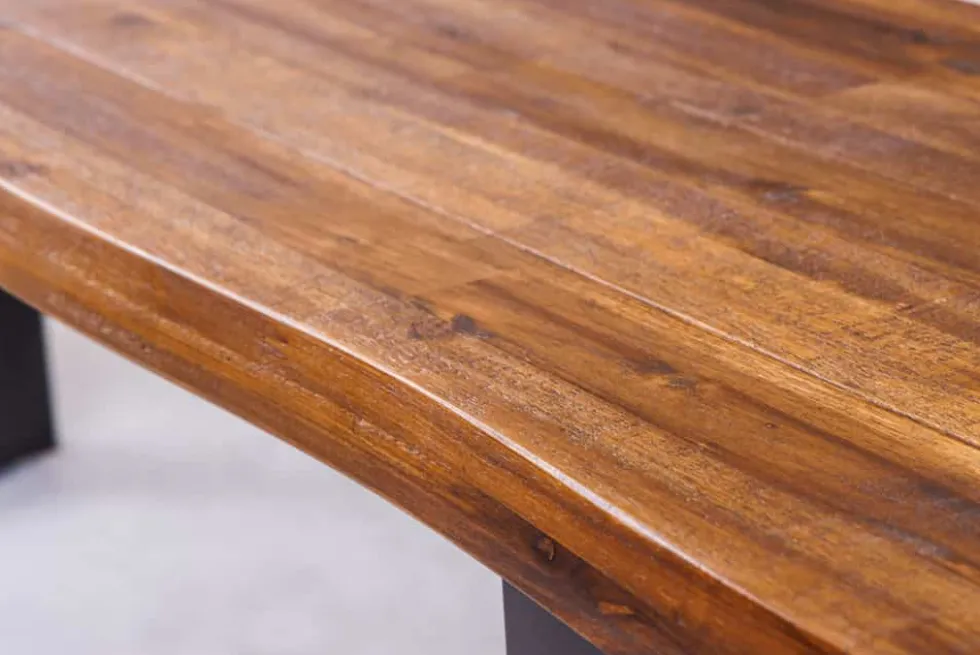 Industrial Baumstamm Sitzbank GENESIS 180cm Akazie Massivholz Metallgestell Live Edge