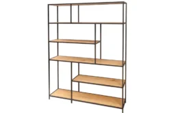 Industrial Bücherregal SLIM LINE 185x135cm Wildeiche schwarz sechs Regalböden