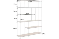 Industrial Bücherregal SLIM LINE 185x135cm Wildeiche schwarz sechs Regalböden