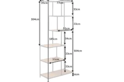 Industrial Bücherregal SLIM LINE 185cm Wildeiche schwarz sechs Regalböden