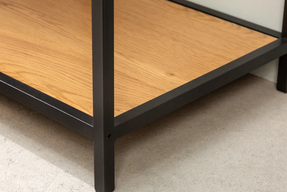 Industrial Bücherregal SLIM LINE 185cm Wildeiche schwarz sechs Regalböden