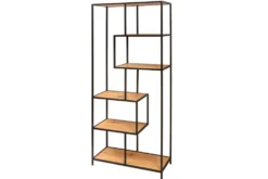 Industrial Bücherregal SLIM LINE 185cm Wildeiche schwarz sechs Regalböden