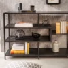 Industrial Bücherregal SLIM LINE 114cm Esche schwarz fünf Regalböden