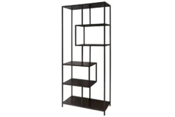 Industrial Bücherregal SLIM LINE 185cm Esche schwarz sechs Regalböden