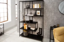 Industrial Bücherregal SLIM LINE 185x114cm Esche schwarz sechs Regalböden