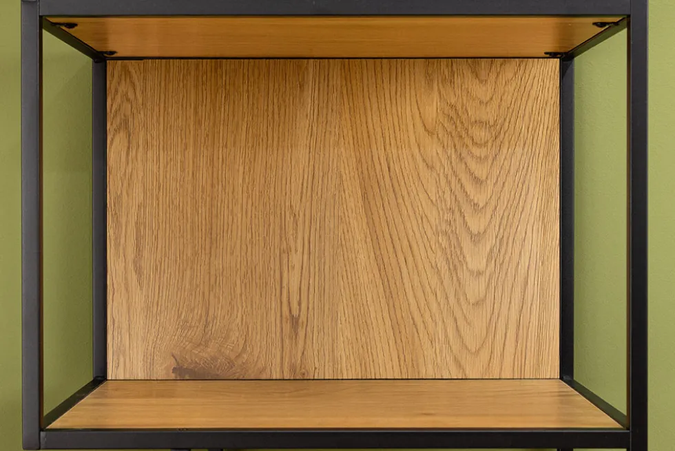Industrial Bücherregal SLIM LINE 185cm Wildeiche schwarz Metall mit Schubladen