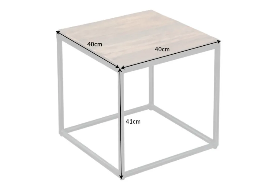 Industrial Beistelltisch BARRACUDA 40cm recyceltes Massivholz mit geflexten Beinen