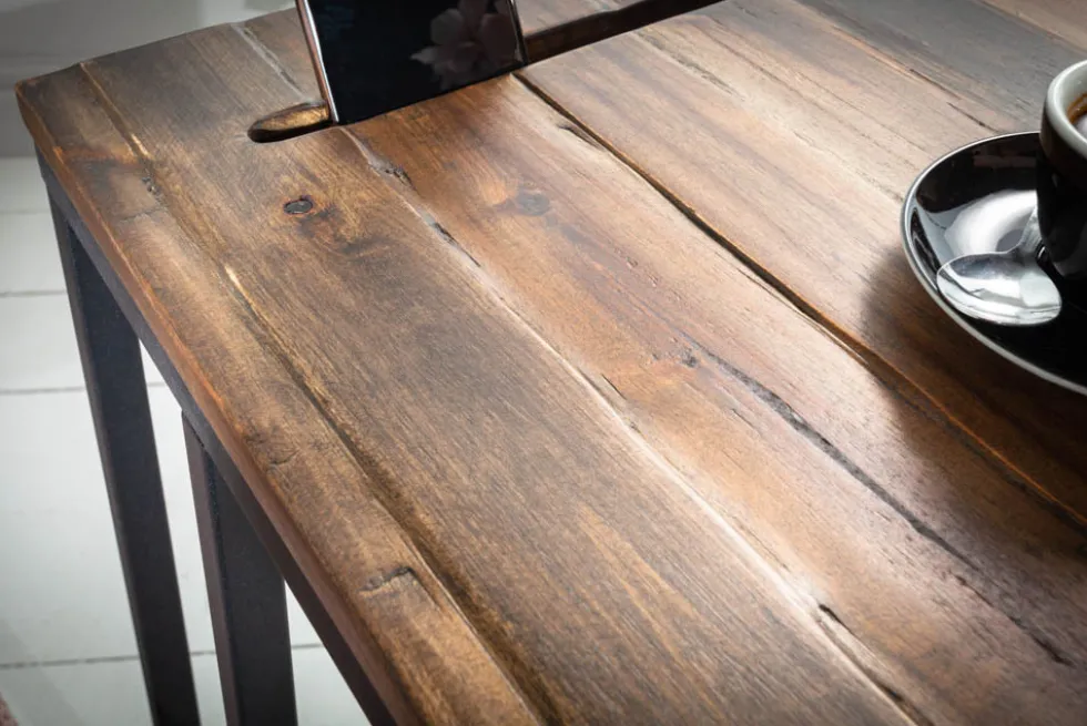 Industrial Beistelltisch SCANDINAVIA 60cm Akazie Massivholz Laptoptisch mit Tablet-Halterung