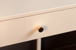 Industrial Beistelltisch SLIM LINE 50cm weiß Metall mit Schublade Nachttisch