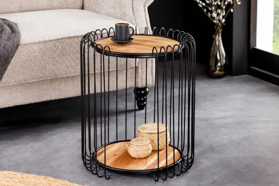 Industrial Beistelltisch TRUE ELEMENTS 50cm natur Akazie Massivholz
