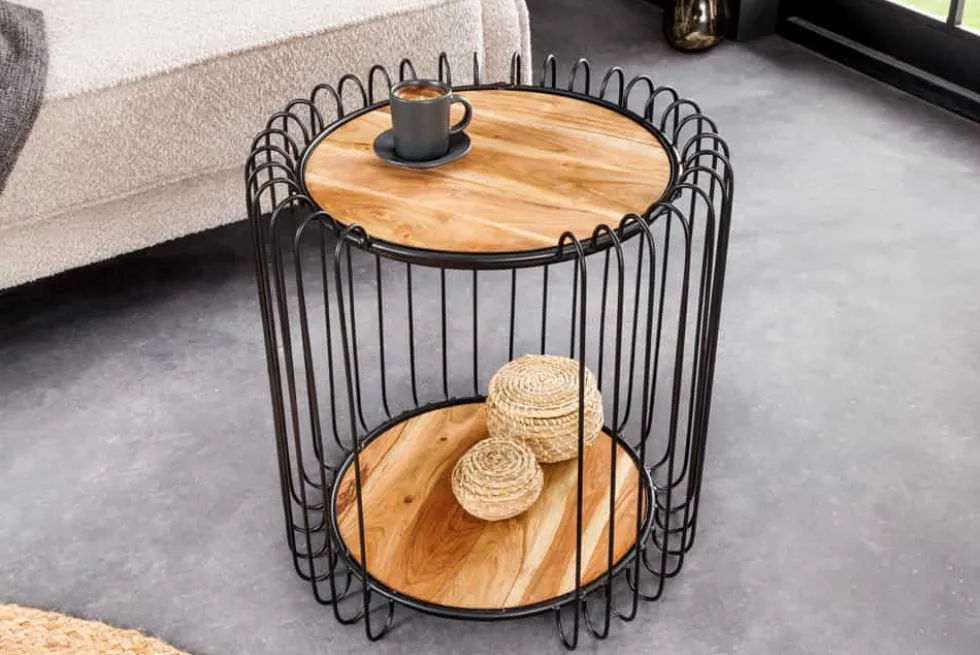 Industrial Beistelltisch TRUE ELEMENTS 50cm natur Akazie Massivholz