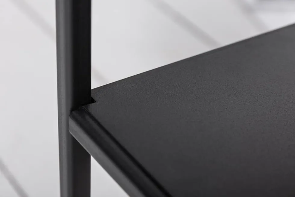 Industrial Couchtisch APARTMENT 95cm Massivholz Eiche geölt mit Ablage Metallgestell schwarz