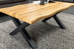 Industrial Couchtisch WILD 90cm braun Wildeichen-Optik schwarz Metall Baumkante