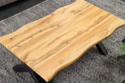 Industrial Couchtisch WILD 90cm braun Wildeichen-Optik schwarz Metall Baumkante