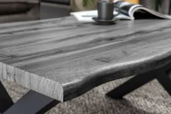 Industrial Couchtisch WILD 90cm grau Wildeichen-Design schwarz Metall Baumkante