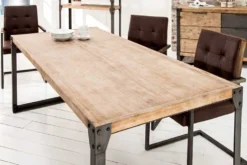 Industrial Design Esstisch FACTORY 200cm Akazie teak-grau weiß gekälkt Metallbeine Kufe