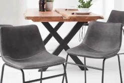 Industrial Design Stuhl DJANGO vintage grau mit Eisengestell