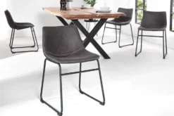 Industrial Design Stuhl DJANGO vintage grau mit Eisengestell