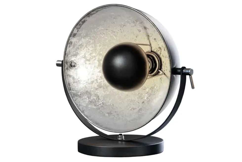 Industrial Design Tischlampe STUDIO 40cm schwarz Blattsilber-Optik neigbarer Schirm